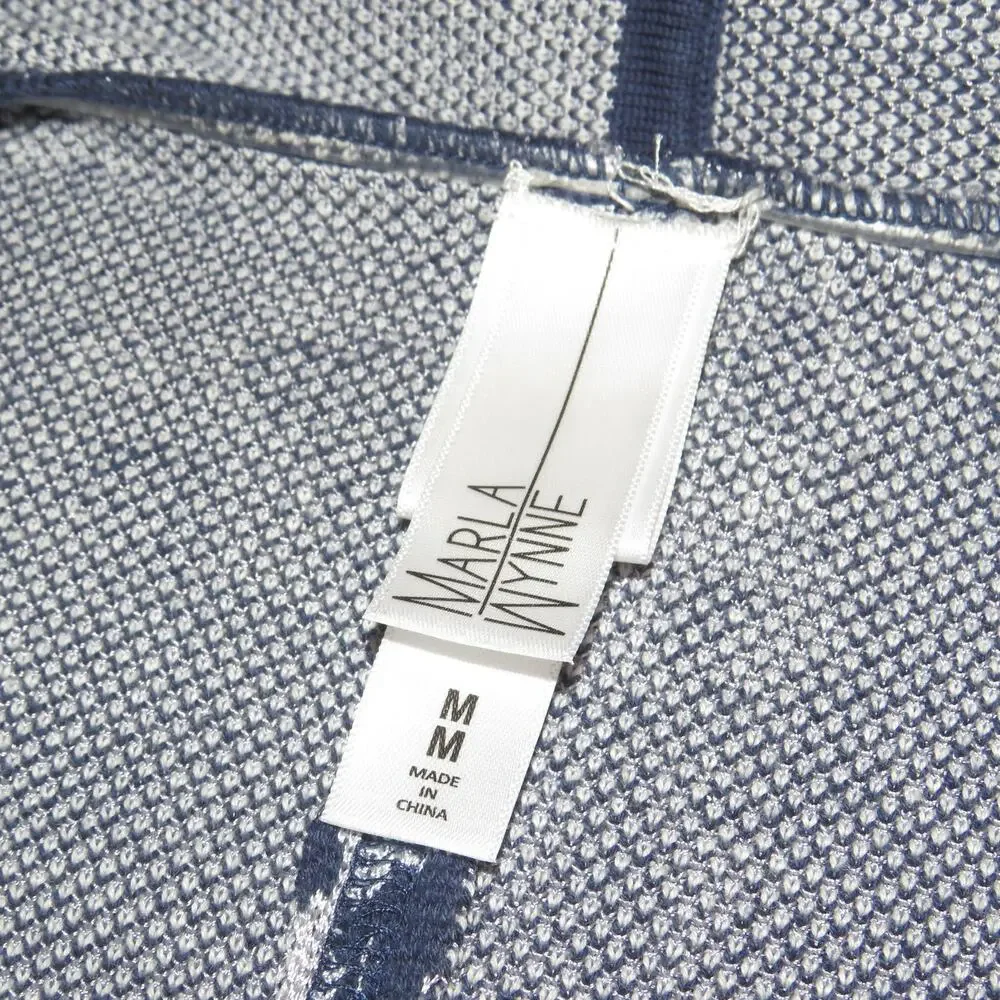 Marla Wynne Blue Abstract Print Open Front Sweater Cardigan - Picture 8 of 10